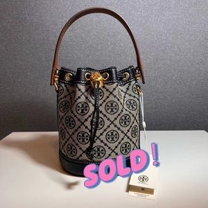 Authentic NWT TORY BURCH T MONOGRAM JACQUARD MINI BUCKET BAG
